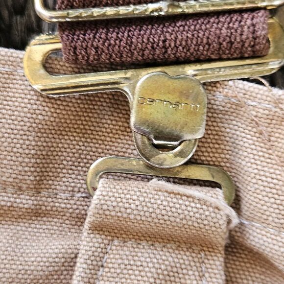 Vintage CARHARTT R01 Bib Overalls Brown Double Knee USA Union Made 48X30 (48X28) - Picture 6 of 11